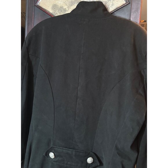 Subterranea Black Long Cotton Jacket With Silver Buttons Size S Gothic Coat - Picture 12 of 12